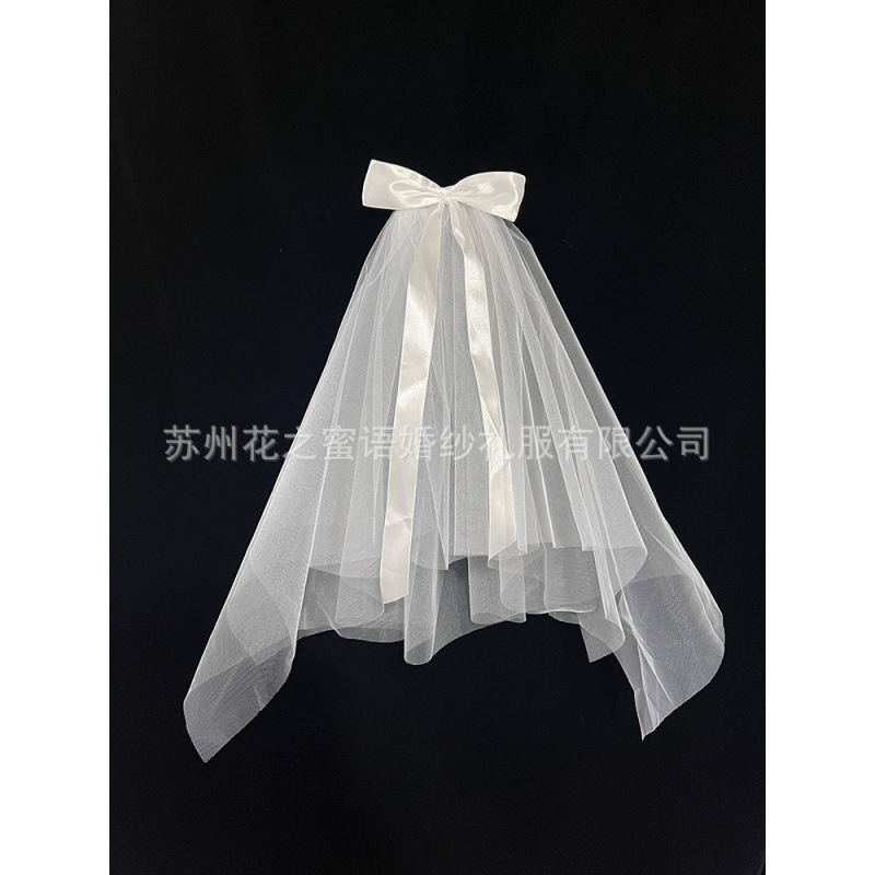 Veil internet celebrity photography props with light flash stall luminous double-layer headdress children's white mesh bow