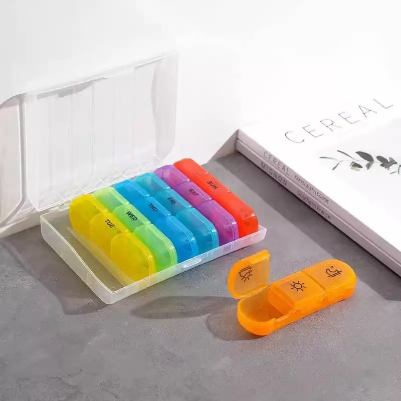 New Cross-Border Medicine Box, 21 Compartments Packed for Morning, Noon and Night Medicines, Large-Capacity Sealed Portable Storage Box, 7 Days a Week