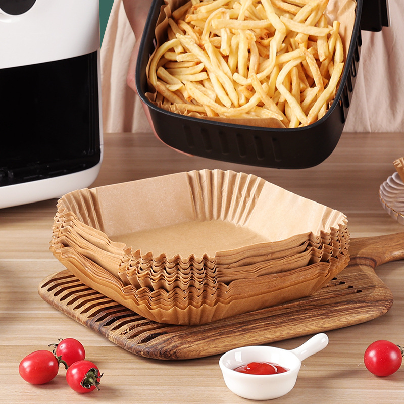 Air Fryer Special Paper Oven Oil Absorbing Pad Paper Household Food Oil Separation Bowl High Temperature Resistant Square Baking Silicone Oil Paper