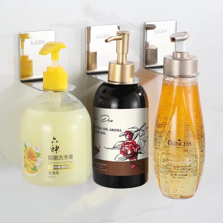 304 stainless steel non-perforated shower gel storage rack kitchen bathroom wash hand sanitizer rack wall hanging storage rack