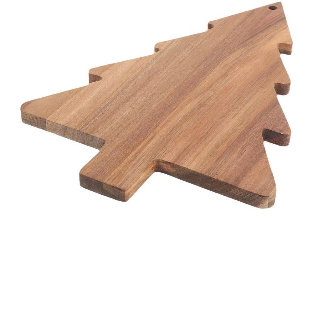 Wooden Christmas Tree Tray Steak Pizza Deli Fruit Vegetable Cheese Plate Kitchen Cutting Board Snack Platter