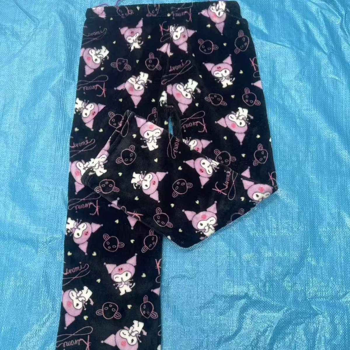 New Cartoon Flannel Korean Style Pajamas for Women in Autumn and Winter Coral Velvet Thickeneded Warm Casual Home Pants That Can Be Worn Outside