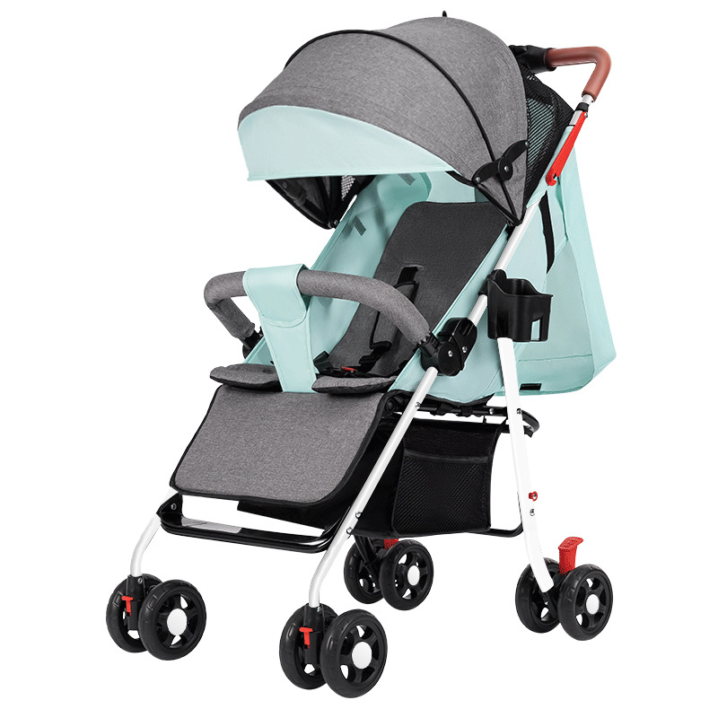 Baby Stroller Lightweight Foldable Sitting and Lying Children Baby Children's Four-wheel Stroller One-button Collection for Car