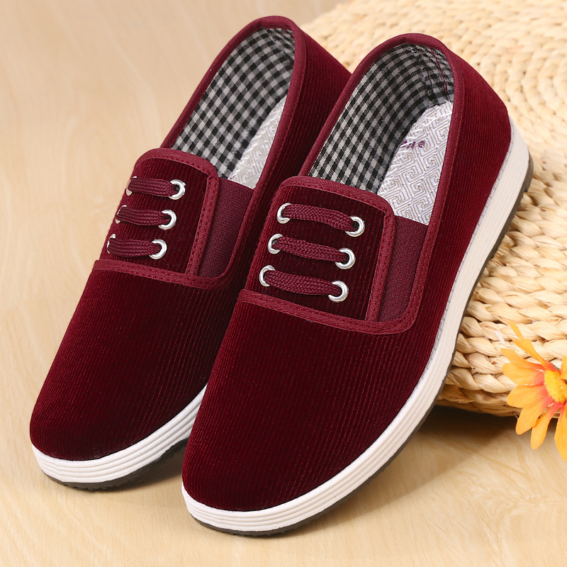 Spring and Autumn new couple cloth shoes fashionable corduroy black cloth shoes ultra-light wear-resistant work shoes all-match elastic mouth cloth shoes