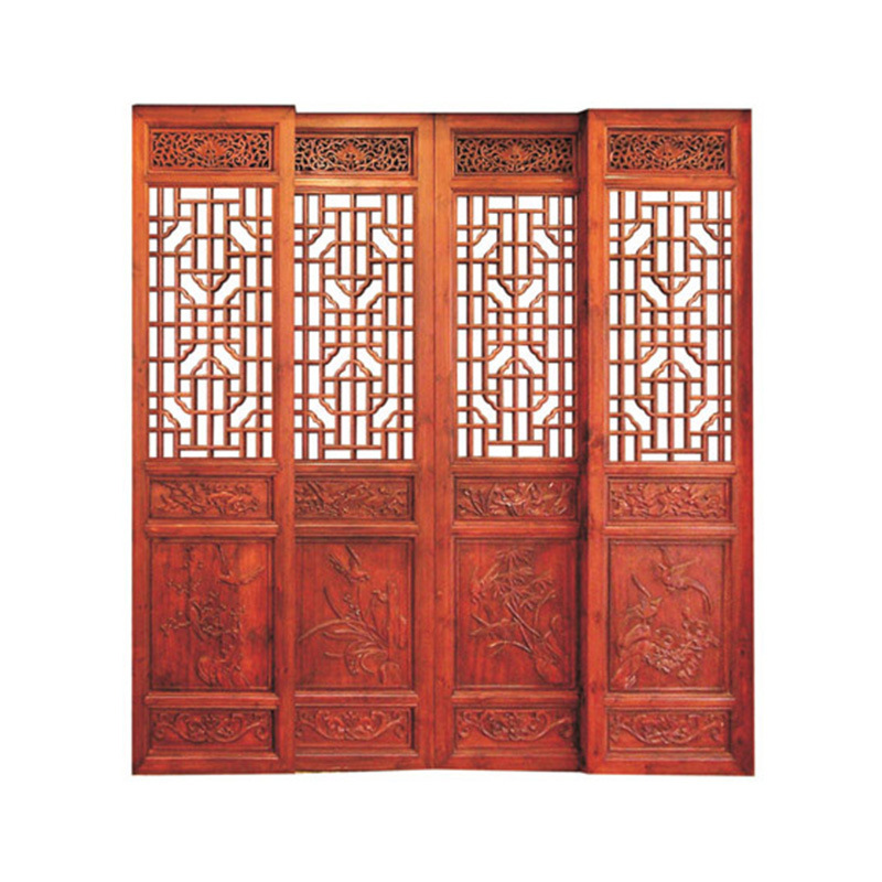 Dongyang wood carving solid wood lattice antique doors and windows custom-made Chinese hollow grille wood window lattice door retro decoration