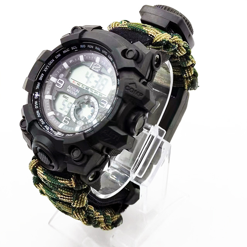 Amazon's Popular Multi-Functional Outdoor Survival Paracord Watch, Compass Watch with Night Vision for Camping and Survival Use