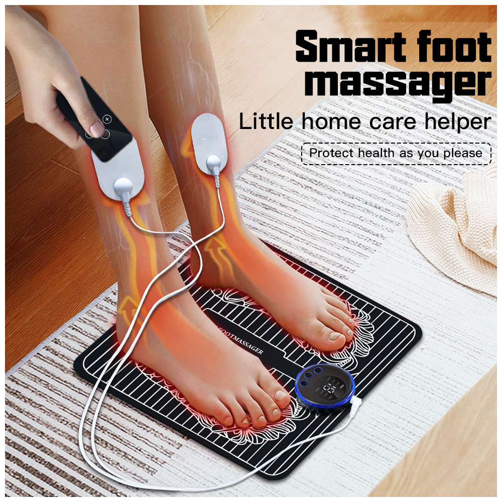 Новый интеллектуальный EMS массажный коврик для ног с пульсом, микротоковый массажер для фитнеса