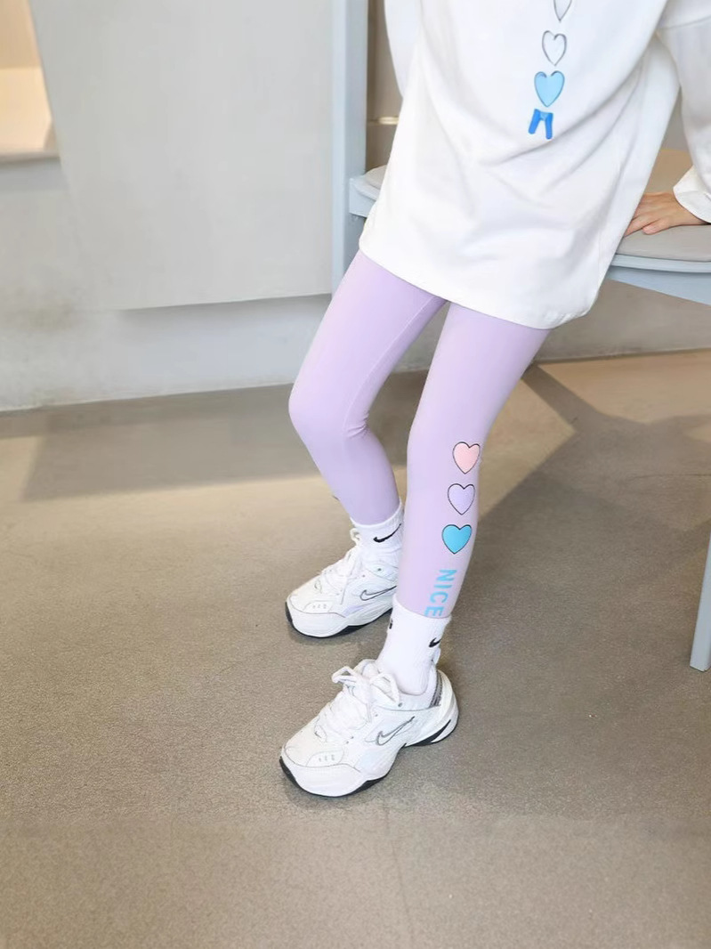 Girls Shark Pants 2024 New Spring and Autumn Love Leggings Children's Pants Baby Girls Barbie Pants Autumn Thin