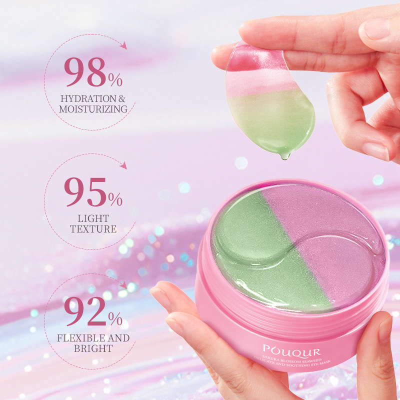 English Pouqur Sakura Seaweed Delicate Soothing Eye Mask Collagen Multi-Effect Nourishing Eye Mask Cross-Border Batch