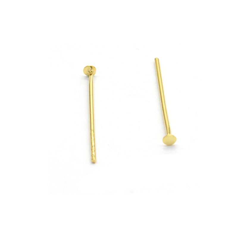 18K real gold electroplating copper material color retaining round flat head pin T-shaped needle beaded material handmade connection jewelry accessories