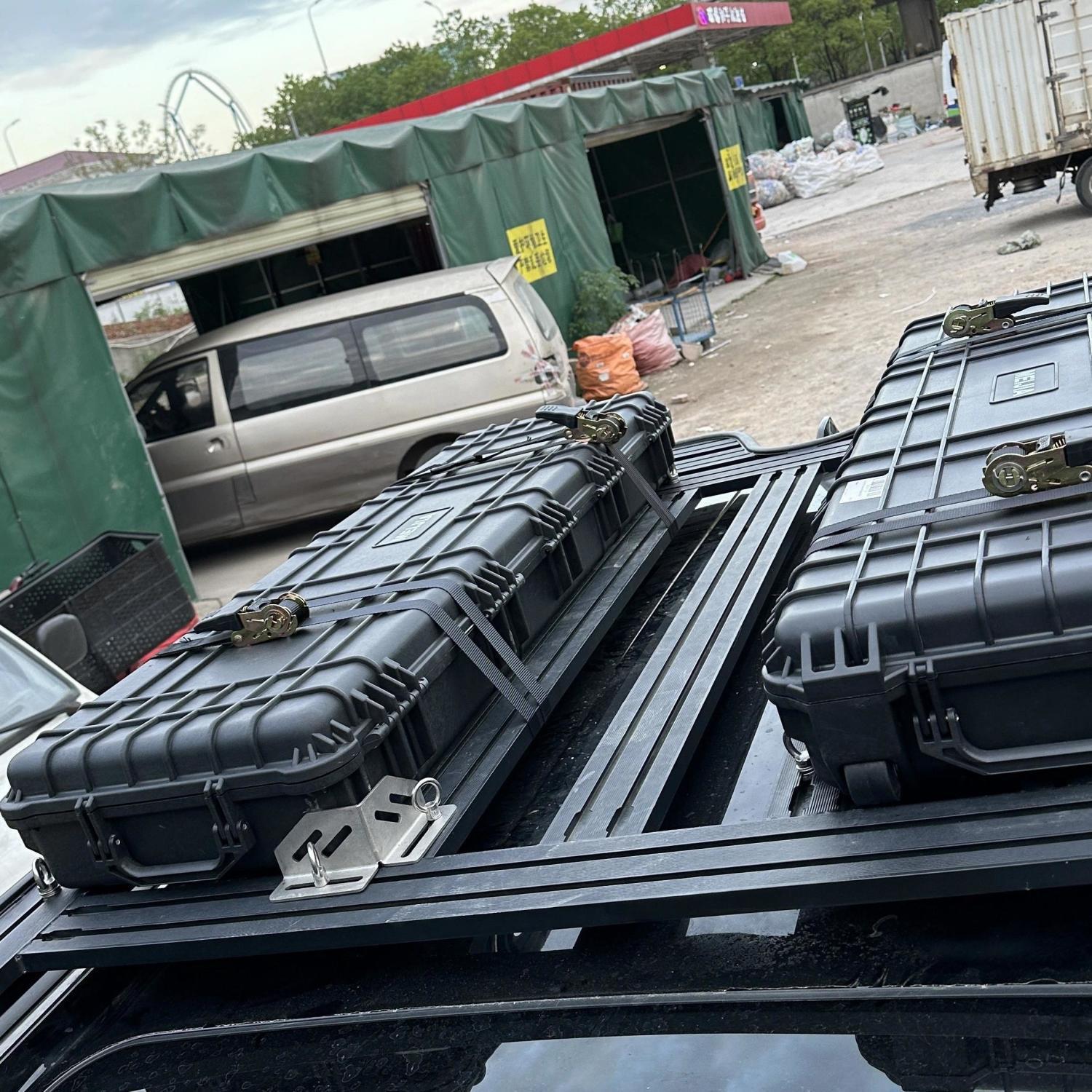 Portable Trailer Box, Anti-Box Roof Box, Dark Black Matte Long Protective Box with Rollers