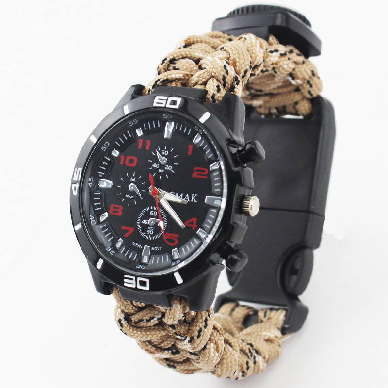 Outdoor umbrella rope watch multi-functional Special Forces equipment field survival Flint camping supplies tactical mountaineering watch