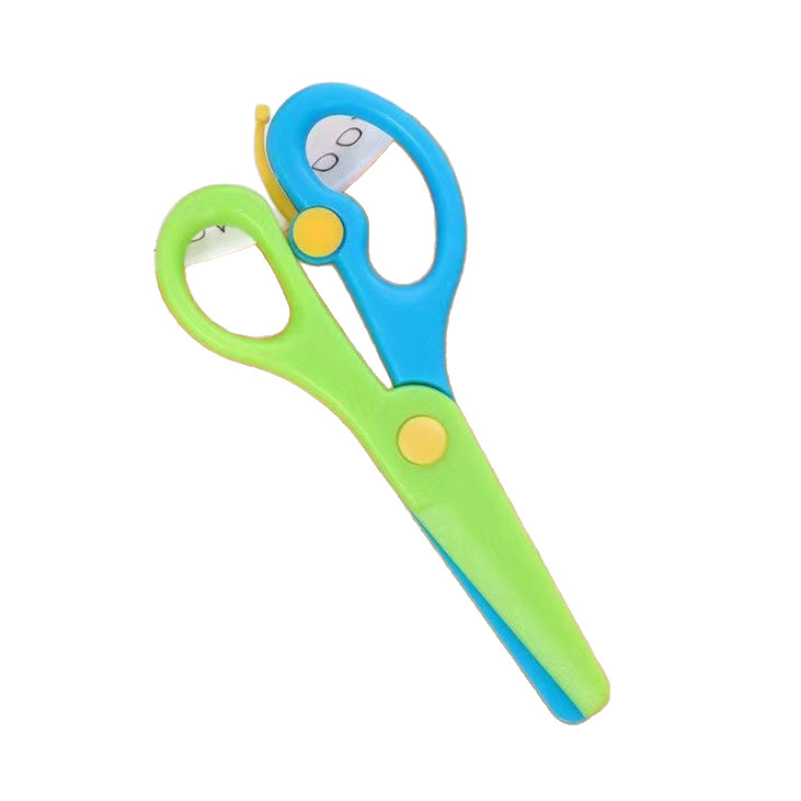 Factory Direct Sales Children's Plastic Paper-Cut Scissors Cartoon Anti-Pinch Elastic Children's Safety Paper-Cut Scissors