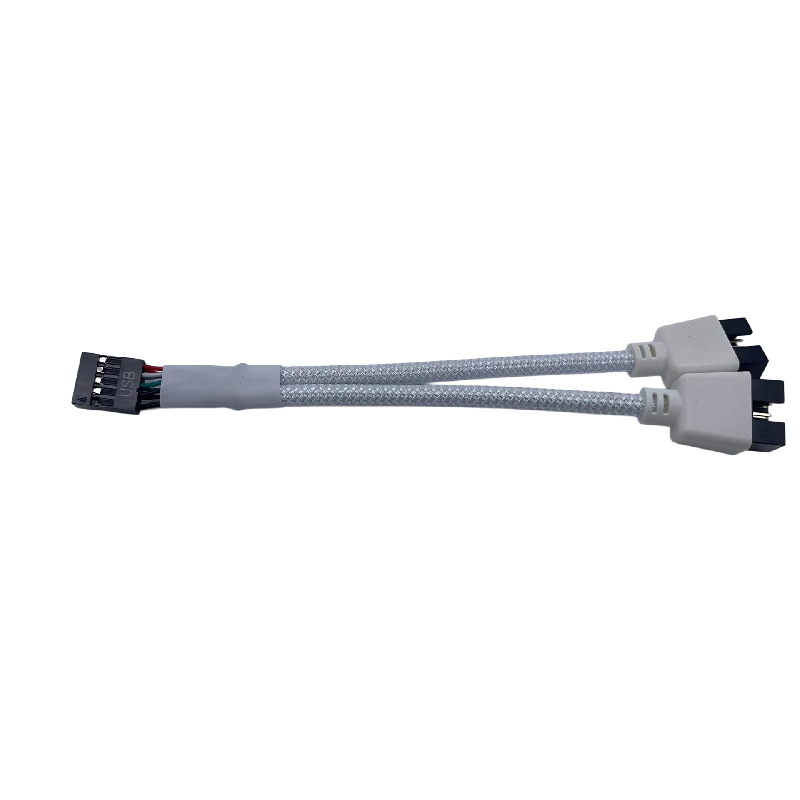 Motherboard USB2.0 9-pin to double 9-pin one-two 9PIN to double 9USB shielded wire mesh black white