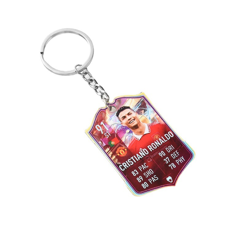 Football Scoring Card Keychain Ronaldo Portugal Card Neymar National Team World Cup Acrylic Pendant for Men