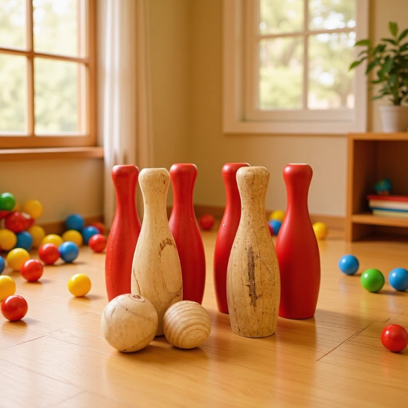 Cross-Border Wooden Children's Bowling Toys Indoor Parent-Child Interactive Bowling Wooden Outdoor Sports Toys