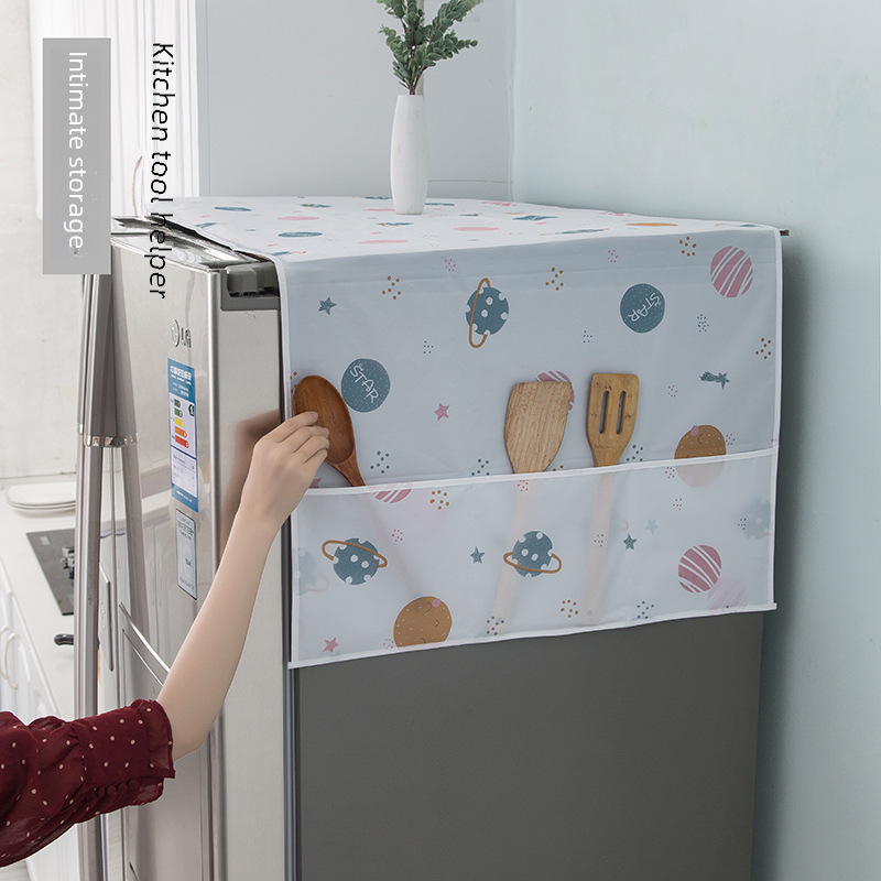 PEVA Refrigerator Cover Cloth Dust-proof Microwave Oven Dust-proof Cloth Waterproof Dust-proof Household Single and Double Door Refrigerator Cover