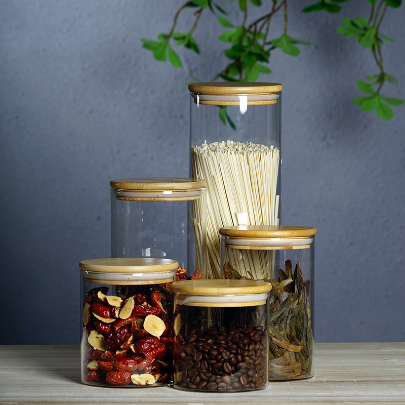 Household Grain Storage Jar Round Glass Storage Jar Tea Jar High Borosilicate Sealed Jar