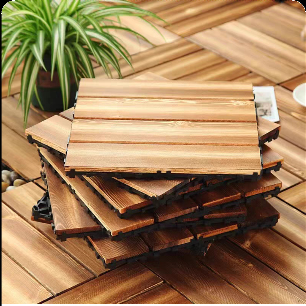 Carbonized Solid Wood Flooring Indoor Wood Flooring Self-Laying Balcony Patio Terrace Flooring Outdoor Self-Laying Stitching Flooring