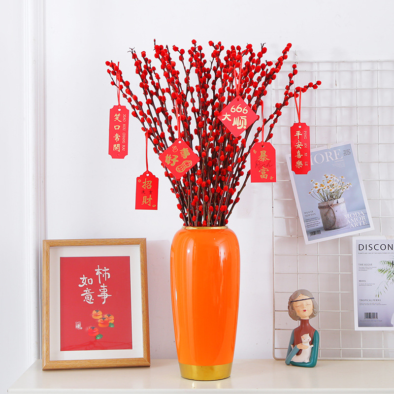 Silver Willow Real Flowers, Fresh Branches, Living Room Dried Flower Ornaments, Red New Year's Eve Florals, Hydroponic Plants, Indoor Dry Branches, Red Willow