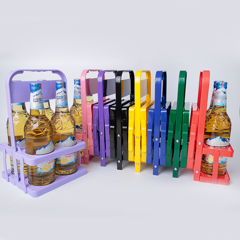 Wholesale Four-Hole Folding Wine Rack Portable Beer Basket for Four Bottles of Drinks Cocktail Plastic Display Wine Rack