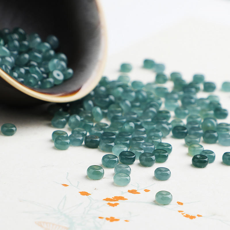 Натуральный нефрит A товара Гватемала высококачественный нефрит браслет аксессуары абакус бусины старые бусины ледяной старый голубой водяной