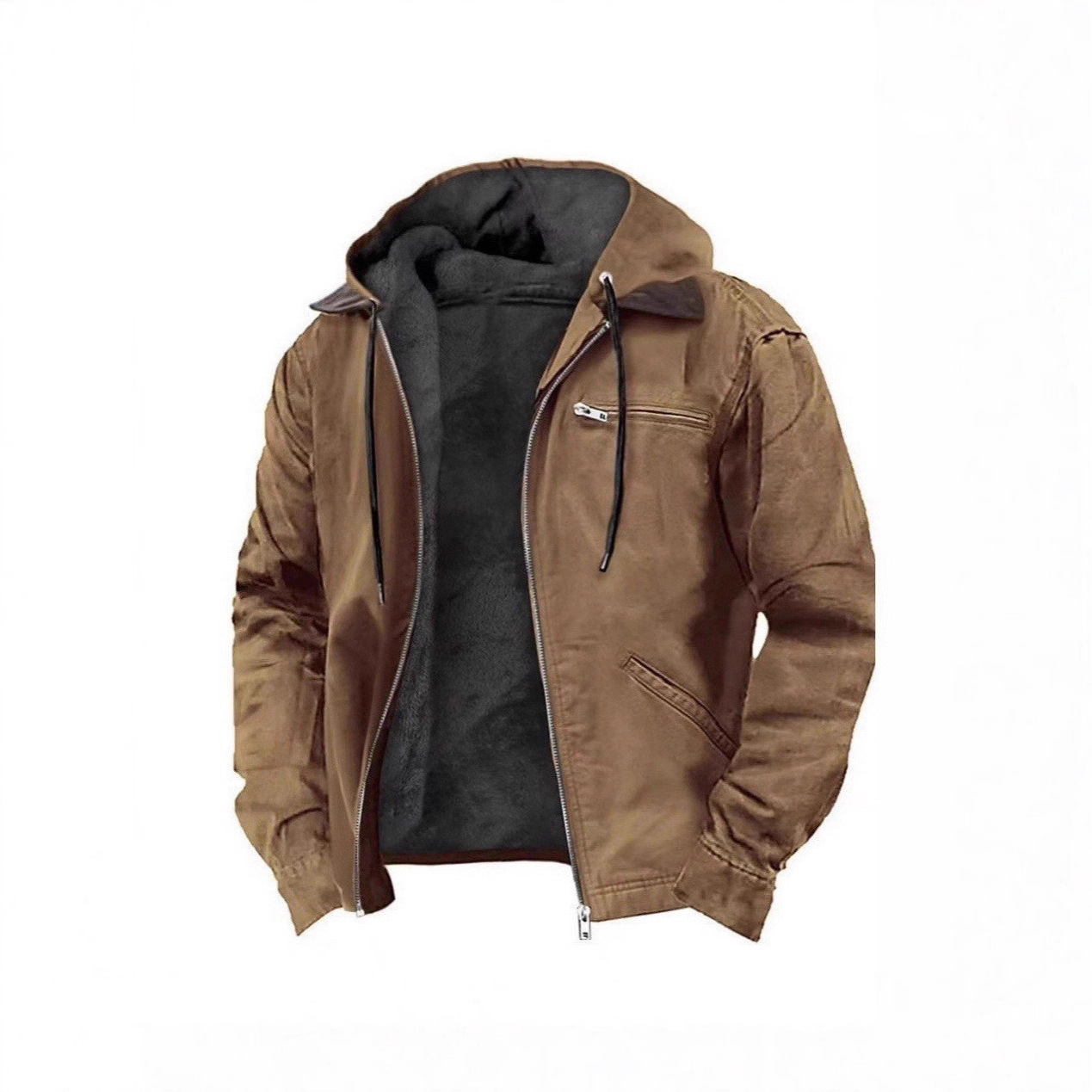 Новые кросс-бордерные куртки для мужчин 2025 года, повседневные ретро куртки с капюшоном и молнией, стильные универсальные куртки для молодежи