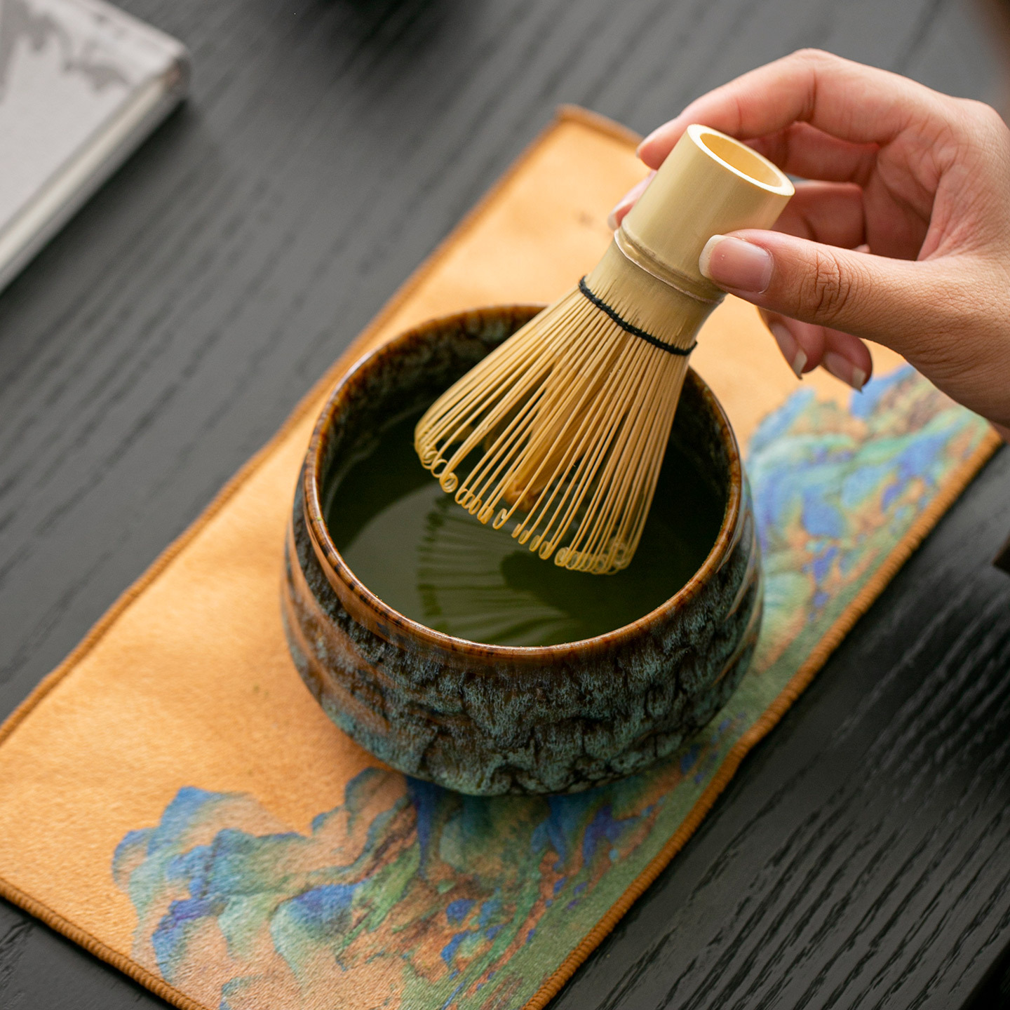 Cross-Border Exclusive Amazon Ins-Style Japanese Ceramic Matcha Tea Bowl Tea Whisk Tea Art Set Baibenli