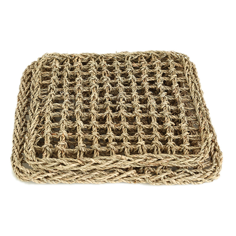 Straw Pet Mat Handmade Straw Mat Parrot Grinding Net Cat and Dog Pet Mat Lizard Hammock Pet Climbing Net