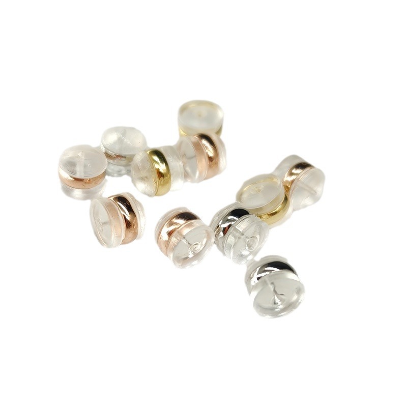 DIY Silicone Earplug Earring Accessories 18K Gold Anti-Drop Back Stopper Semi-Finished Hamburger Stud Earring Stopper Trendy Earrings