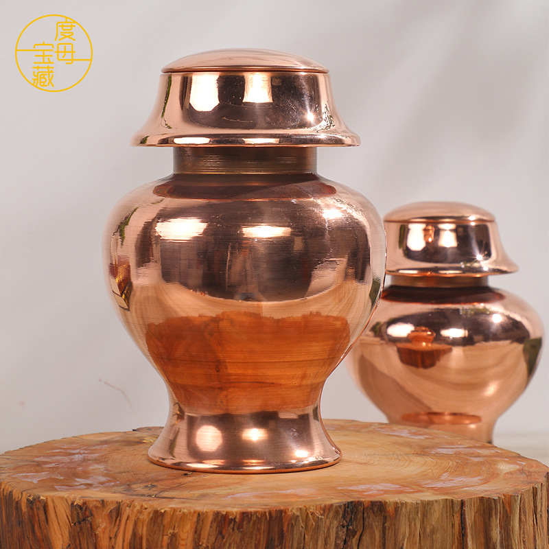 Xizang Supplies Pure Copper Vase Ritual Object Red Copper Fortune-Enhancing Offering Vase Purification Vase God of Wealth Vase Ksitigarbha Vase Fortune Gathering
