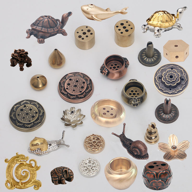 Держатель для благовоний с дизайном лотоса, девятиотверстной подставкой, сандаловой основой в форме тыквы, курильница, держатель для спиральных благовоний, креативный медный держатель