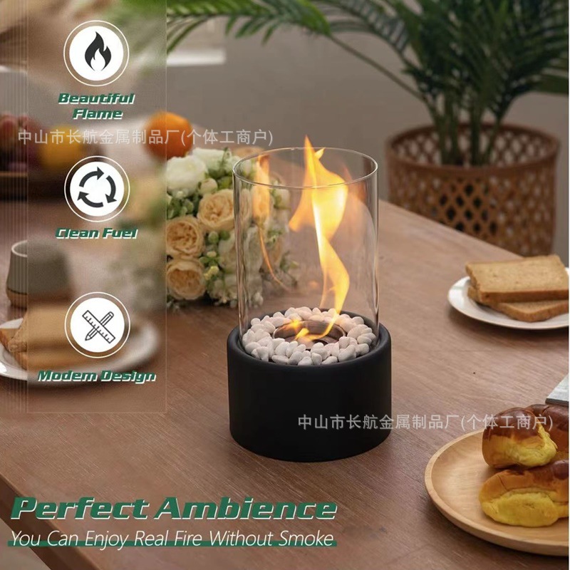 Cross-Border Alcohol Fireplace Ethanol Real Stove Round Bar Atmosphere Light Small Convenient Desktop Fireplace Indoor Stove