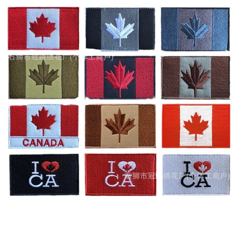 Canadian Flag Embroider Velcro Seal Cross-Border Supply Patch Maple Leaf Military Fan Tactical Morale Embroidered Cloth Patch
