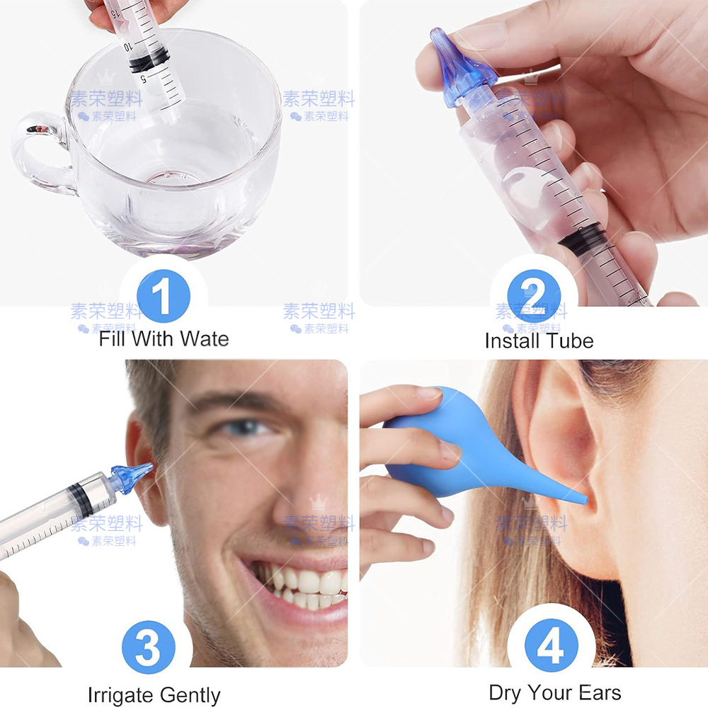 Cross-Border Syringe Ear Cleaner Household Convenient Ear Cleaner Earwax Cleaning Tool Syringe Ear Rinser Ear Cleaning Head