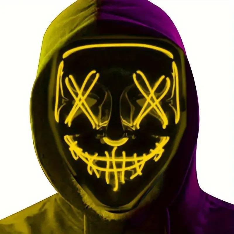 2026 New Cross-Border Dropshipping Halloween Nightclub Luminous Led Mask Costume Carnival Cross-Border Dropshipping