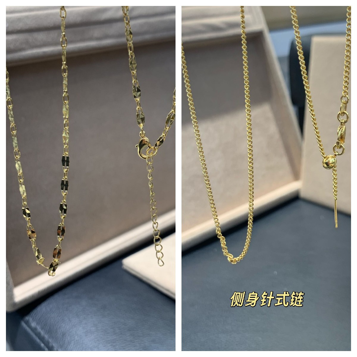 18K Gold Necklace Au750 Solid Color Gold Non-Deformable Simple Versatile Popular Clavicle Chain Gift for Girlfriend Water Shell Gold