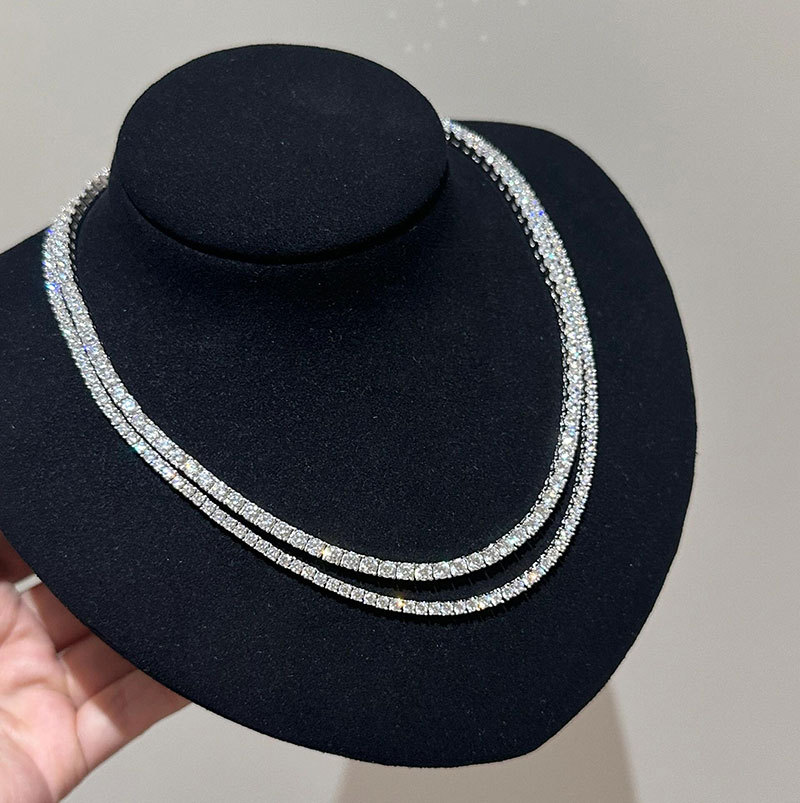 Platinum Pt950 Tennis Necklace 3Mm4Mm5Mm Laboratory Grown Diamond Necklace Necklace Cross-Border Amazon Model