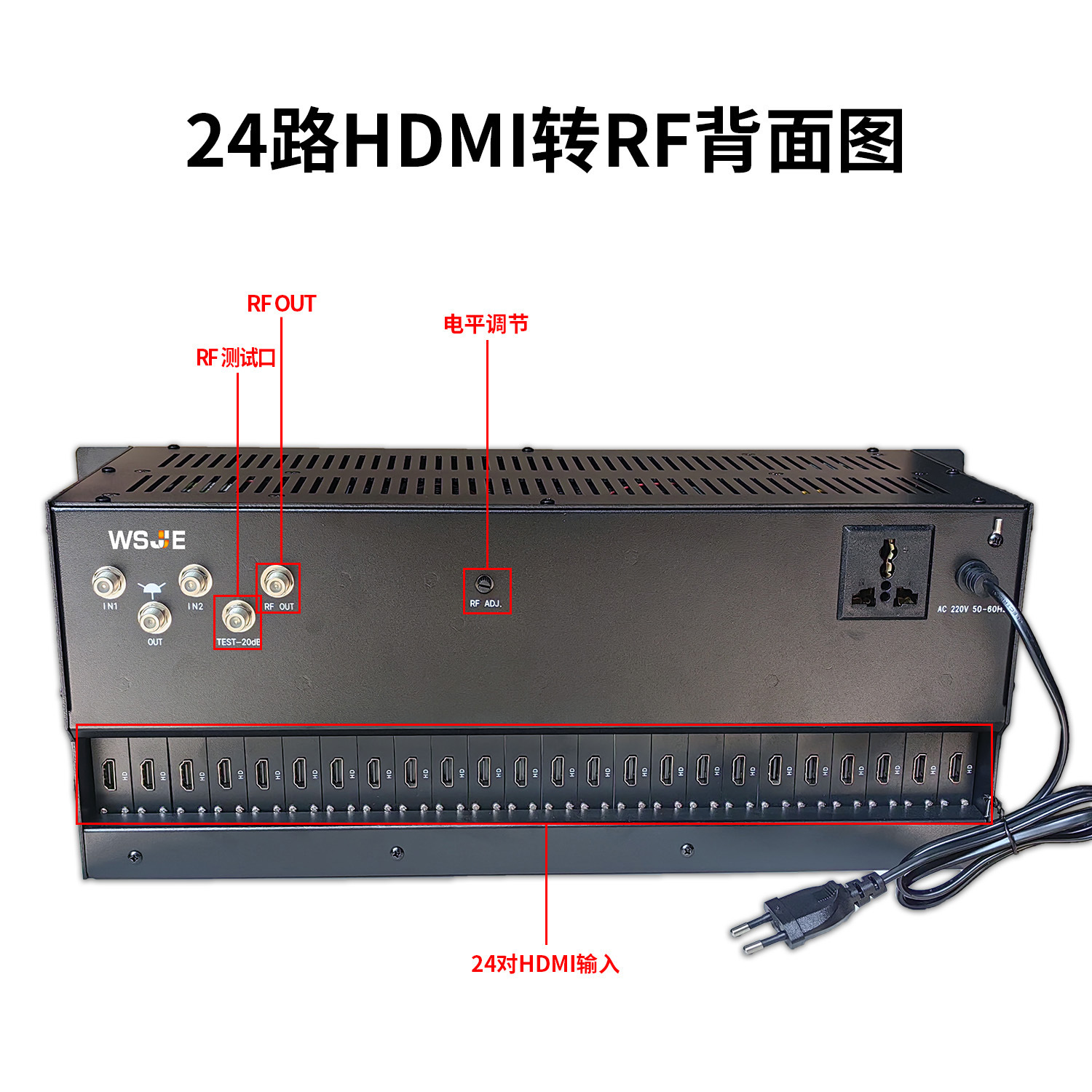 Hotel Hospital Tv Front-End System 24Hdmmi to Rf Adjacent Frequency Modulator Digital to Analog Computer Room Renovation