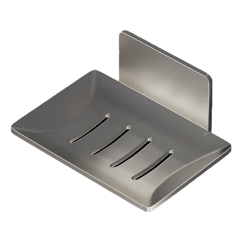 Gun Gray Bathroom Soap Box Creative Draining Space Aluminum Non-Punch Soap Dish Bathroom Shelf Wall-Mounted