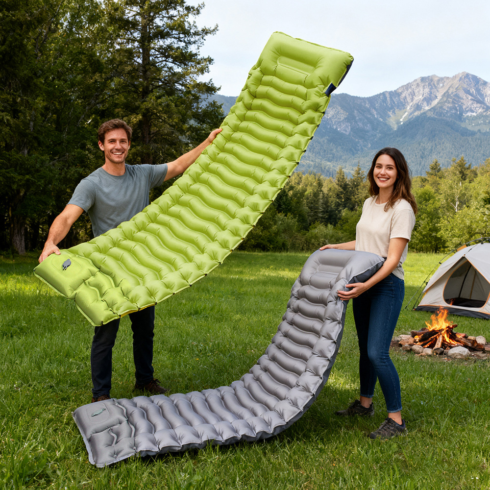 Tpu Camping Inflatable Mattress Outdoor Camping Foot-Operated Inflatable Mattress Lightweight Super Elastic Composite Inflatable Camping Mat