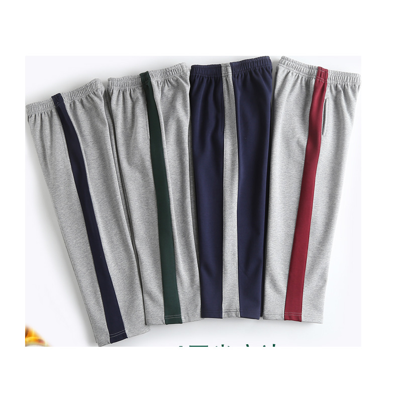 Boys and Girls Children's Pants School Uniform Pants Dark Green Gray Single Thick Stripe Wide Edge Spring Summer Thin Sports School Pants Winter