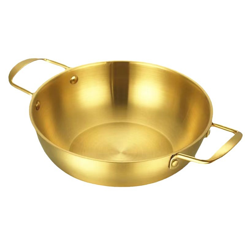 seafood gold pot stainless steel Korean pot double handle soup instant noodles Golden thickened durable reinforced small hot pot