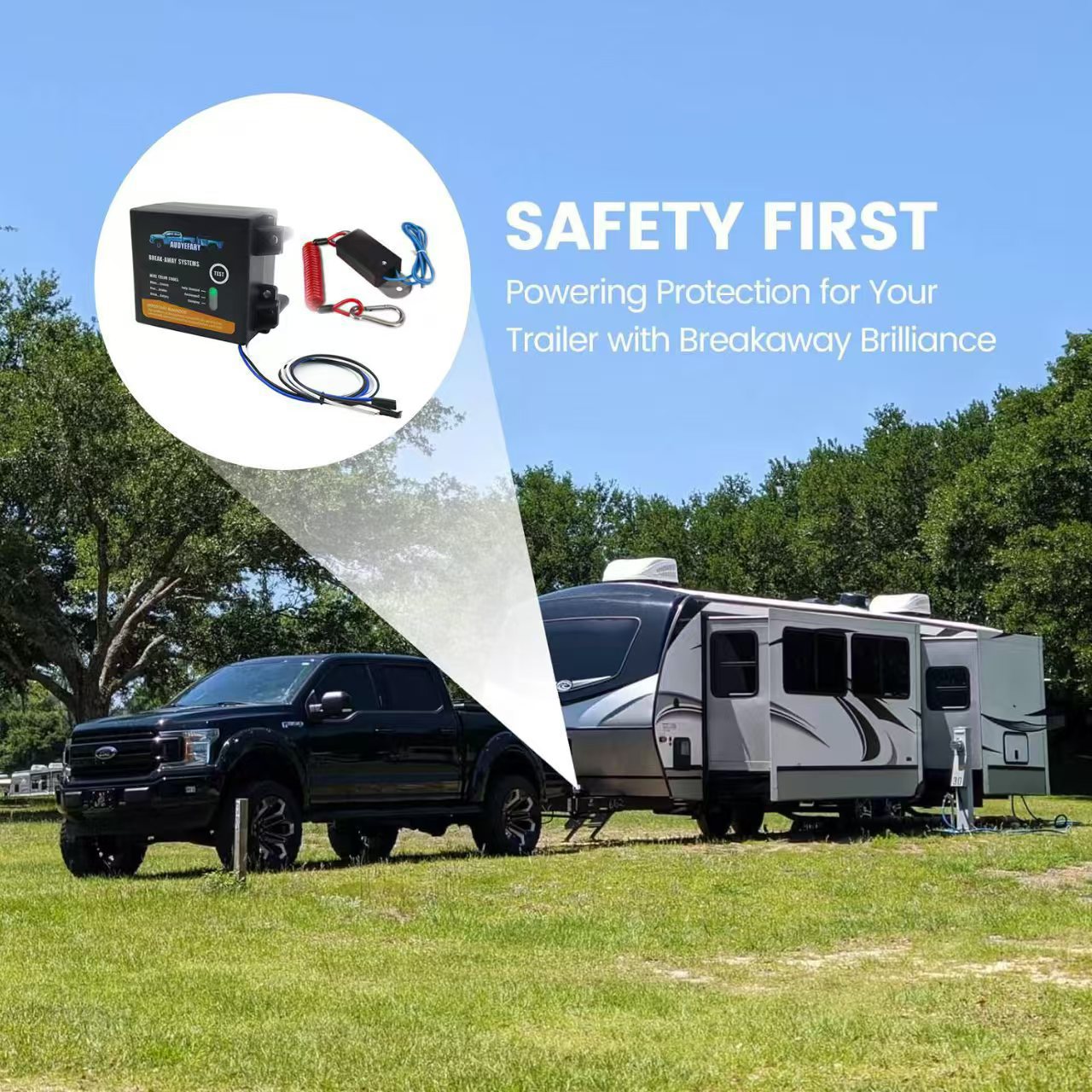 12V 5Ah Trailer Electromagnetic Brake Protector Battery Safety Control Box Emergency Brake Modification Trailer