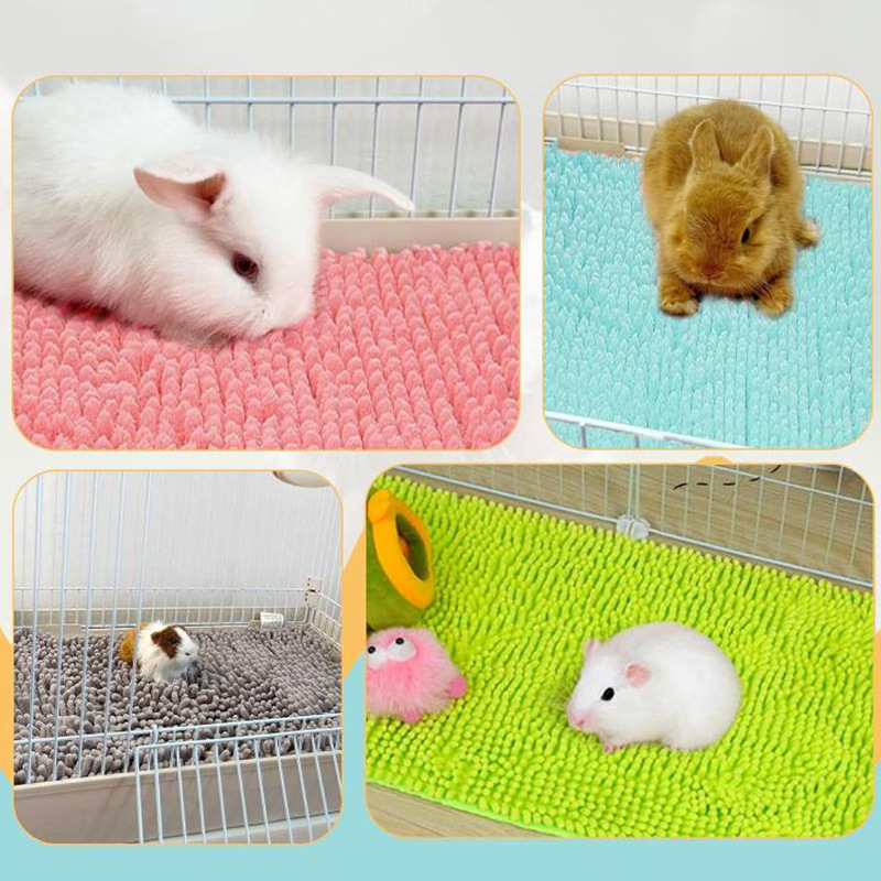 Cross-Border New Guinea Pig Cage Lining Chenille Plush Anti-Slip Mat Reusable Washable Small Pet Rabbit Mat