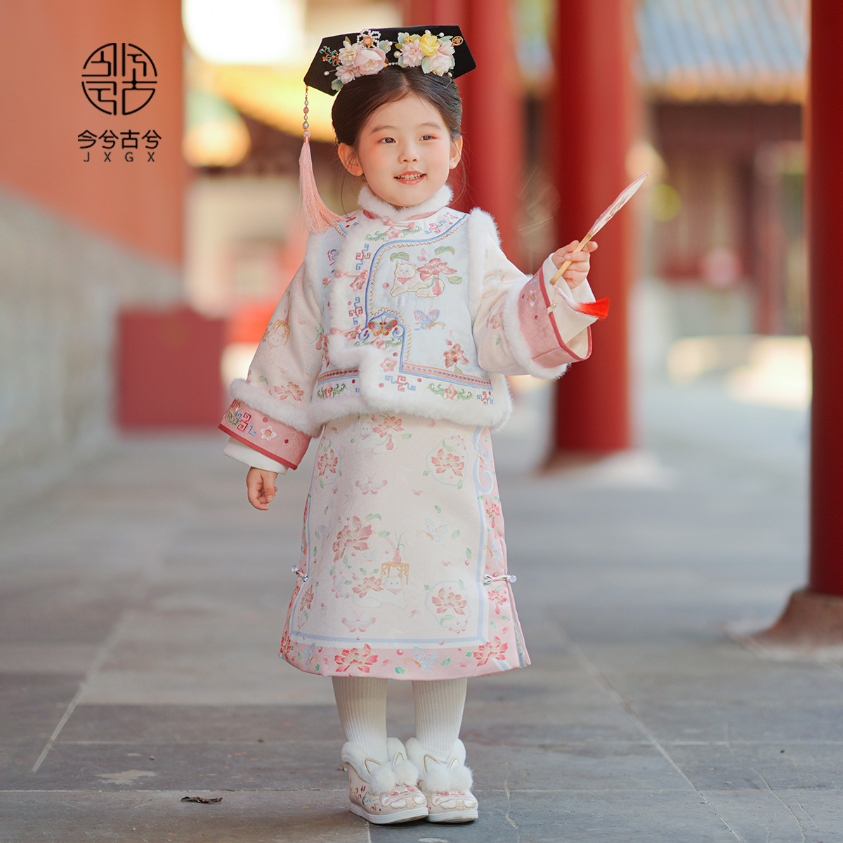 Today Xi Gu Xi Gege Clothing Girls' Ancient Costsize Winter 2024 Children's Hanfu Forbidden City Thickened Qing Dynasty Little Girl Winter Costsize