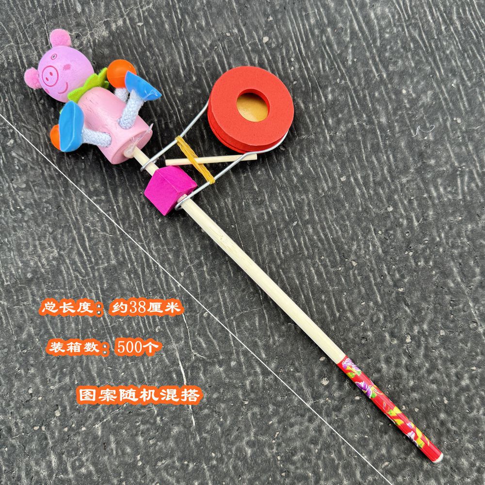 Wooden Hand Drum Colorfulful Cartoon Shaker Kidsren's Toy Rattle Puppet Wooden Man Street Stall Scenic Spot Hot Sale