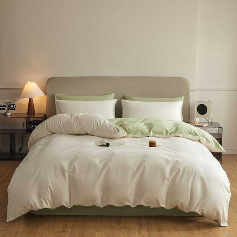 Nantong Home Textile Bedding 2025 New Model Class a Full Cotton Brushed Thickened Solid Color Four-Piece Set Group Purchase Wholesale