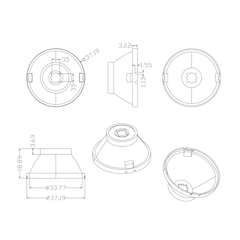 37Mmled Lens 3 Degree Small Angle Lens a Beam of Light Lens Acrylic Stage Light 5050 Flashlight Lens