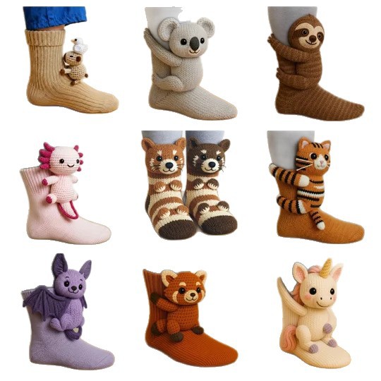 Amazon Cross-Border Hot Product Knitted Animal Socks 3D Knitted Animal Socks Stereo